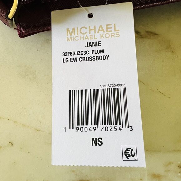 MICHAEL KORS Janie Plum Burgundy Nylon East West Crossbody Bag - Picture 9 of 9